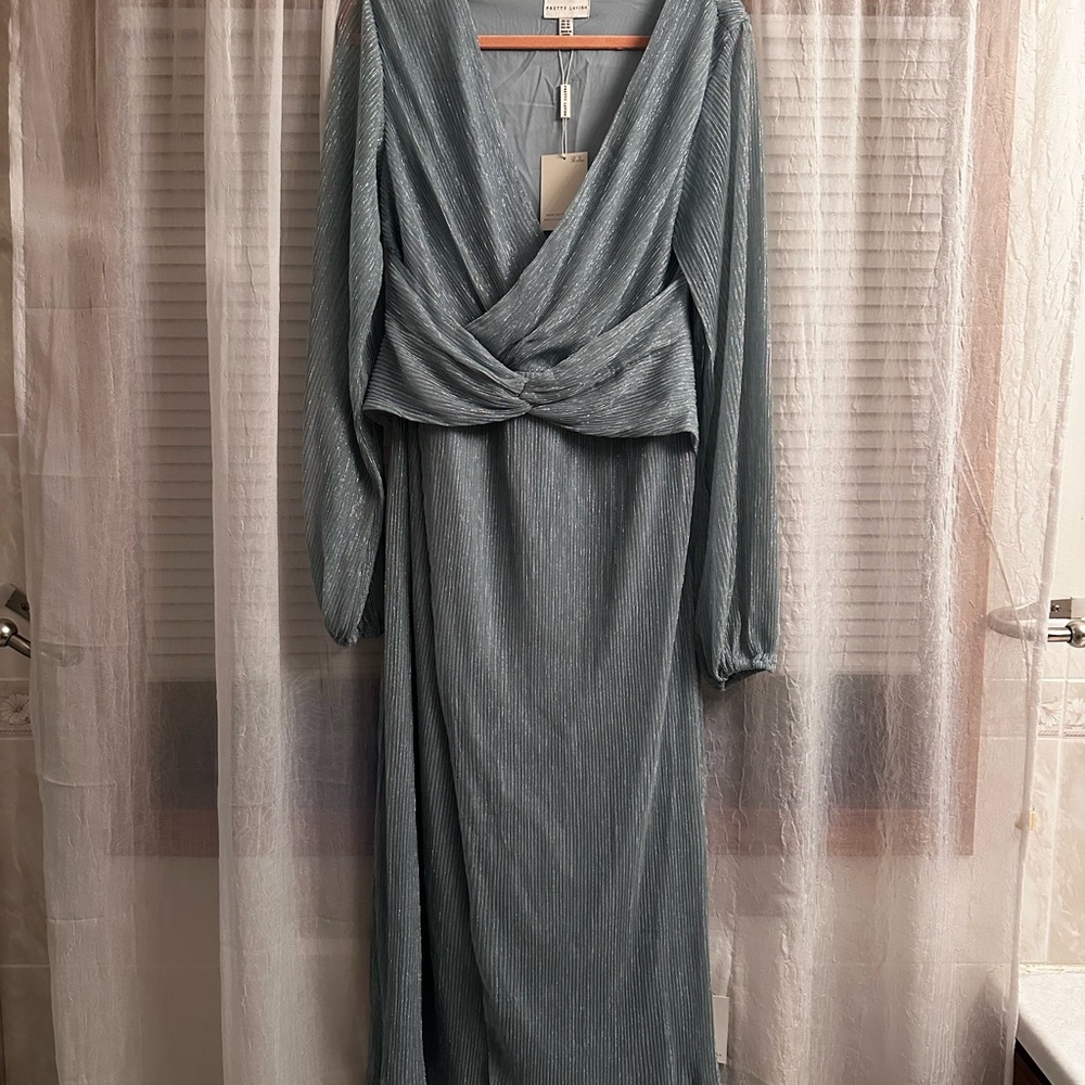 ASOS Shimmering Teal Long Sleeve Dress